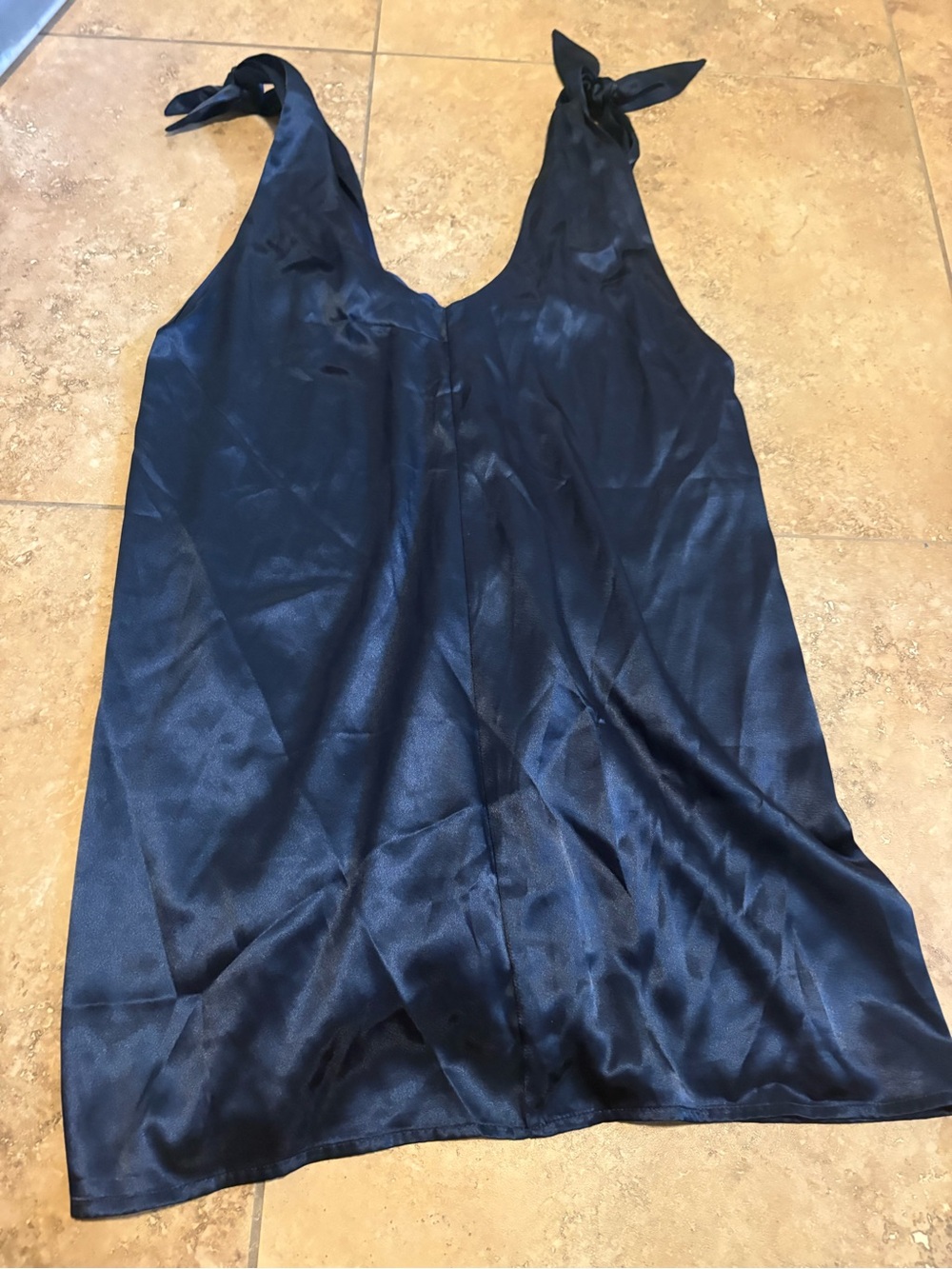 Kimchi Blue Satin Slip Dress - Navy Blue